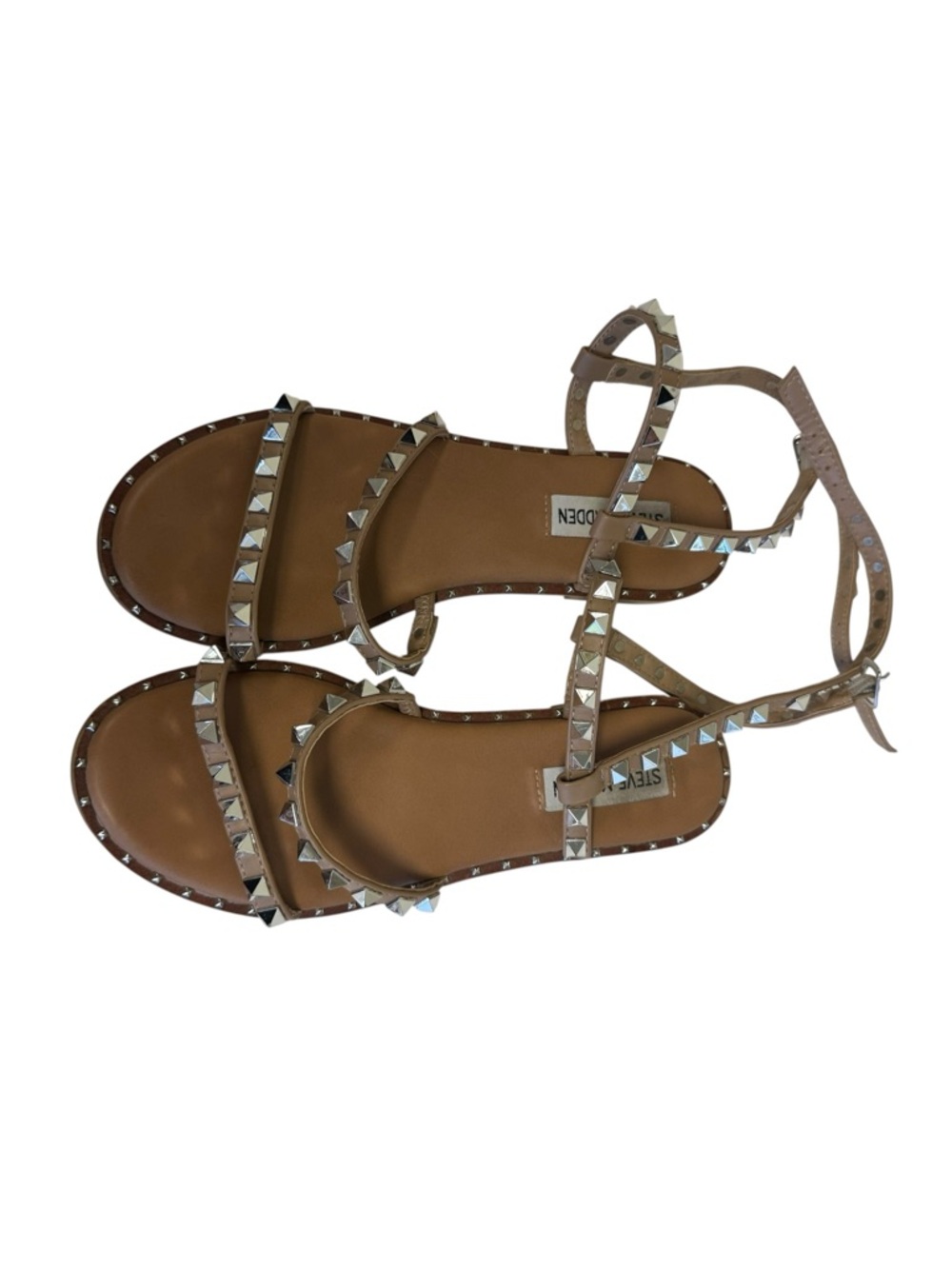Steve Madden Brown Leather Studded Strappy Sandals